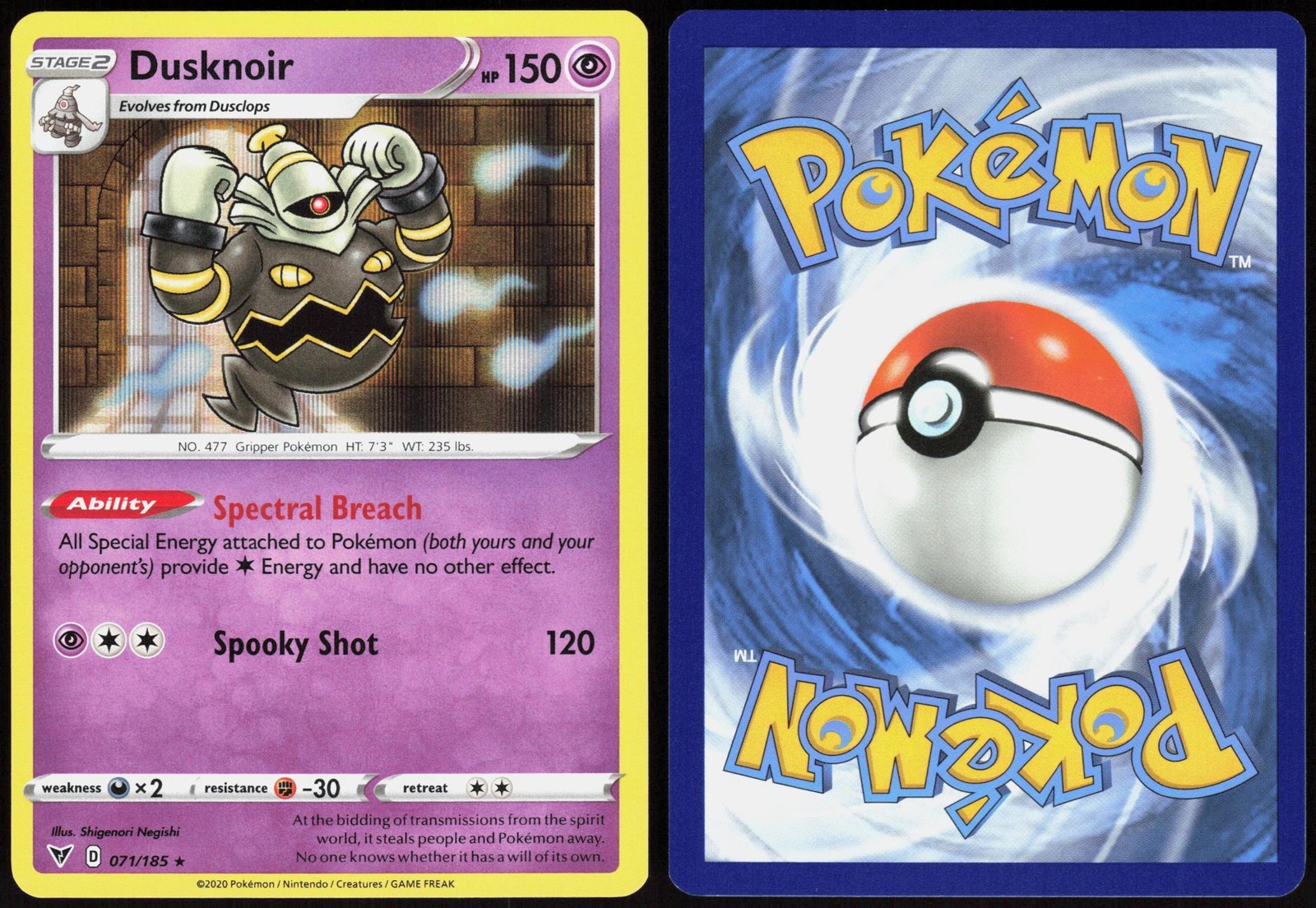 Dusknoir 071/185 Holo Holo Vivid Voltage Rare Negishi Near Mint