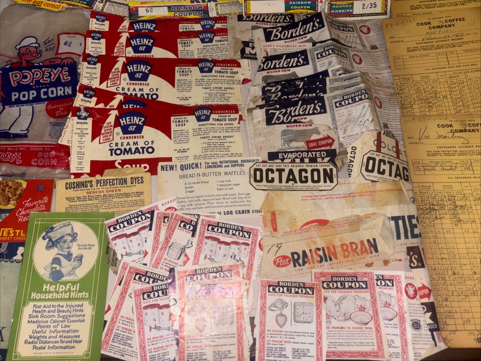 Vtg Food Label Wrapping & Other Wrappings & Recipe & Household Hint Booklets Lot