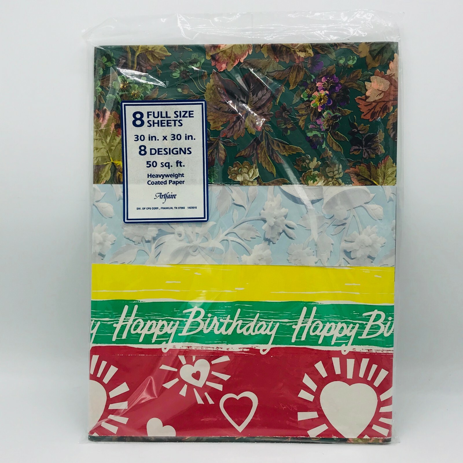 1980s Artfaire Gift Wrap Paper All Occassion 100 Ft 8 Designs 30 x 30 Birthday