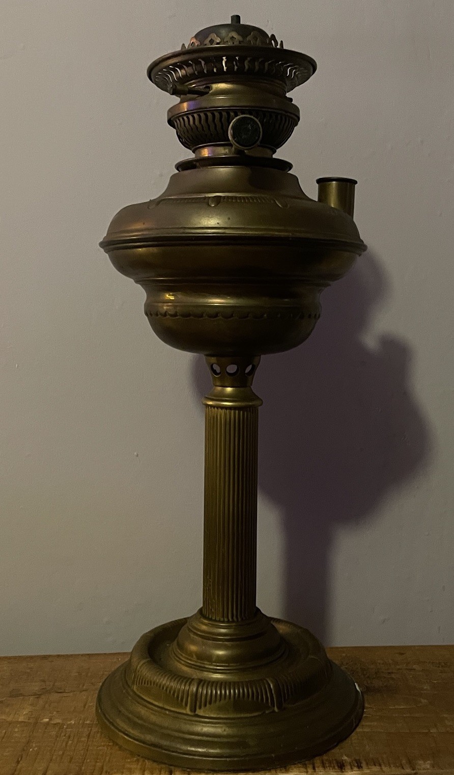 Original Victorian Thermidor Belge In Lux Way Brass Centre Draft Oil Lamp 1884