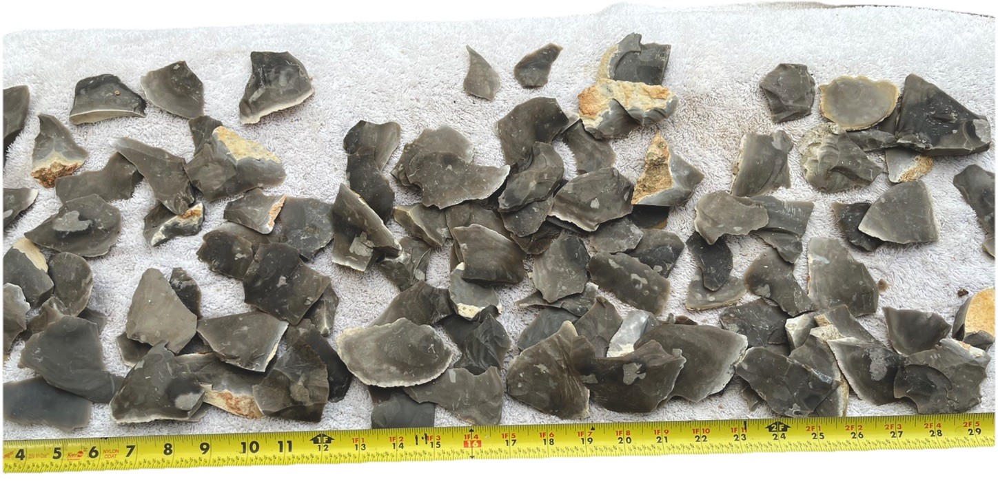 Heat Treated GT Blue Flint/Chert Spalls- Perfect for knapping 1-2” Points-5 lbs.