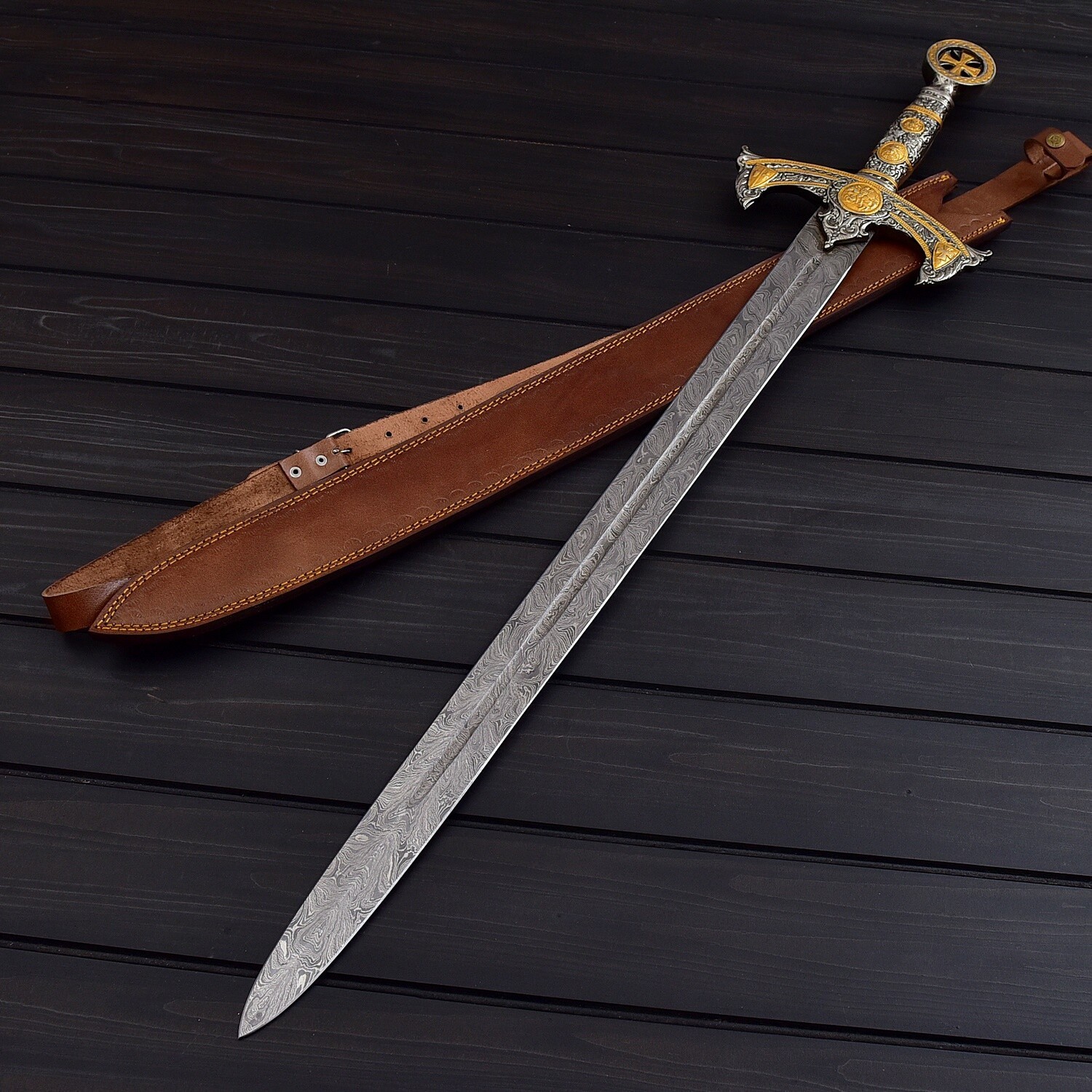 THE TEMPLAR 01 — Custom Handmade | Damascus Steel | Knights Templar Sword | USA