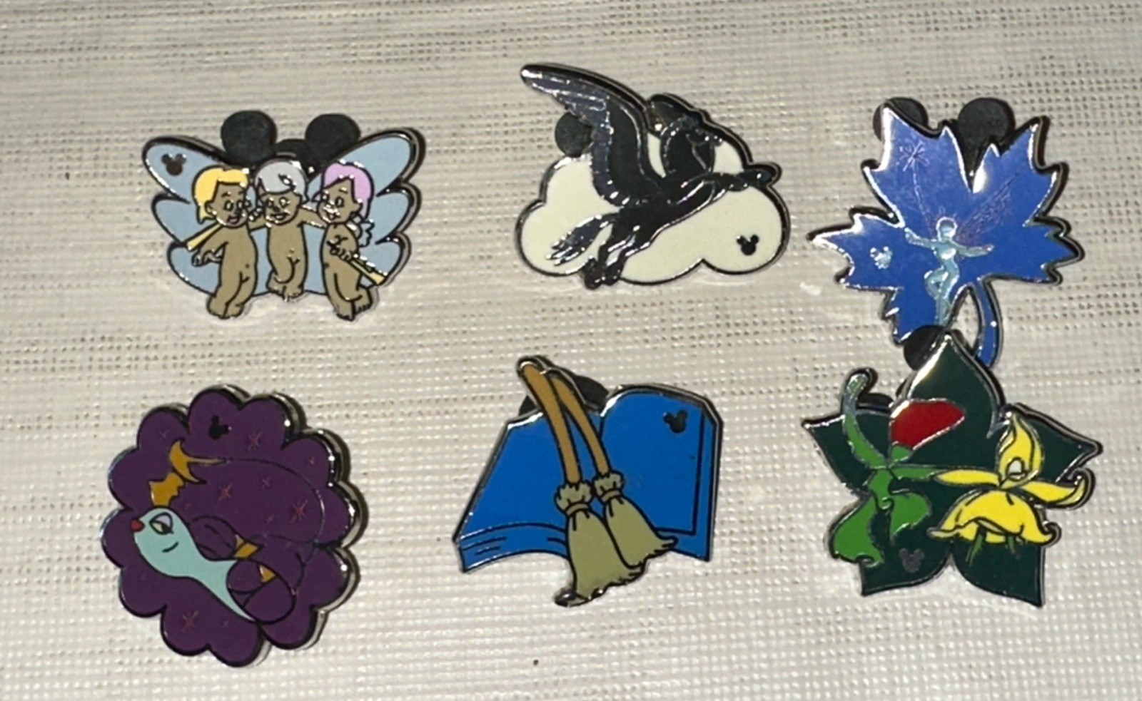 Disney Hidden Mickey Cast Pin Complete Set 6 2023 Fantasia Chaser Completer Pin