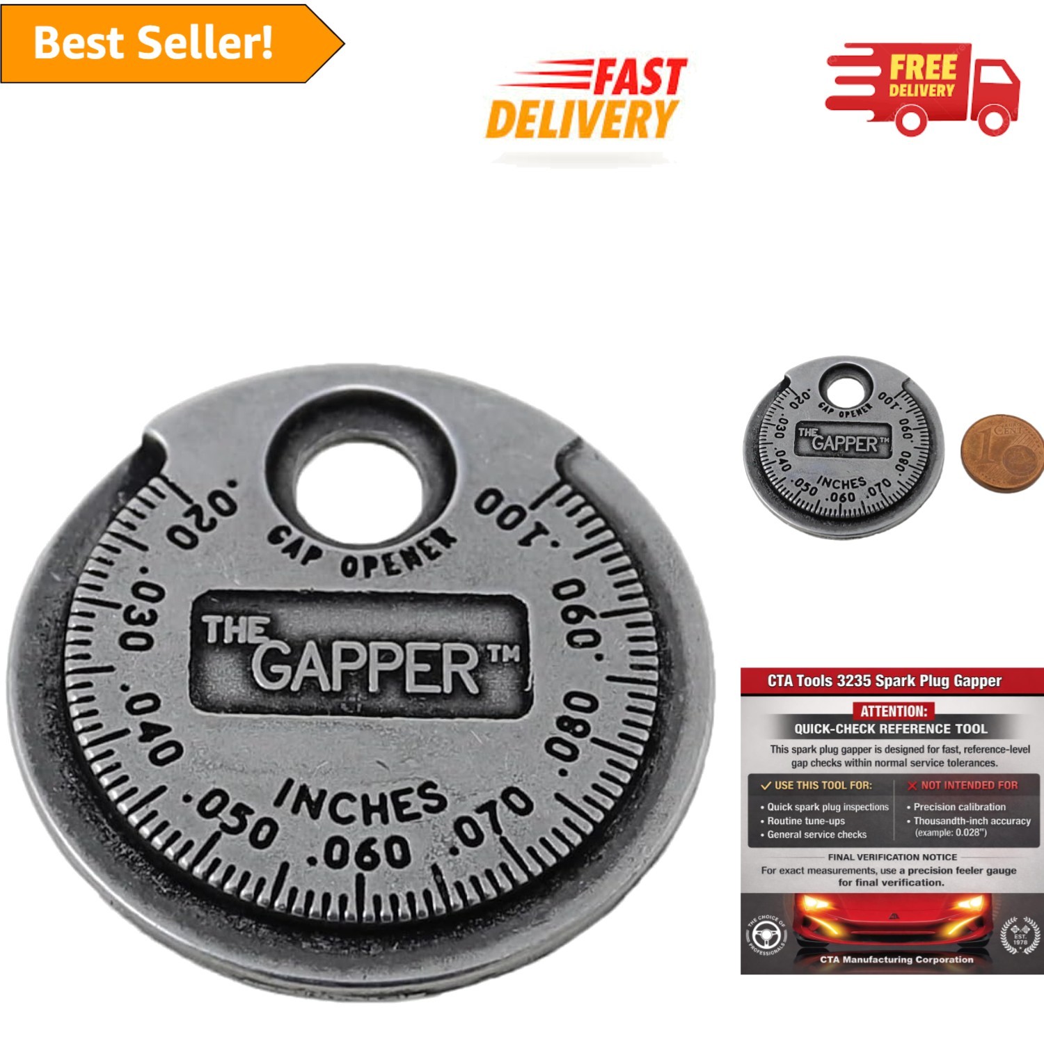Resilient Spark Plug Gap Tool with Quick-Check Range 0.020″–0.100″ for Mechanics