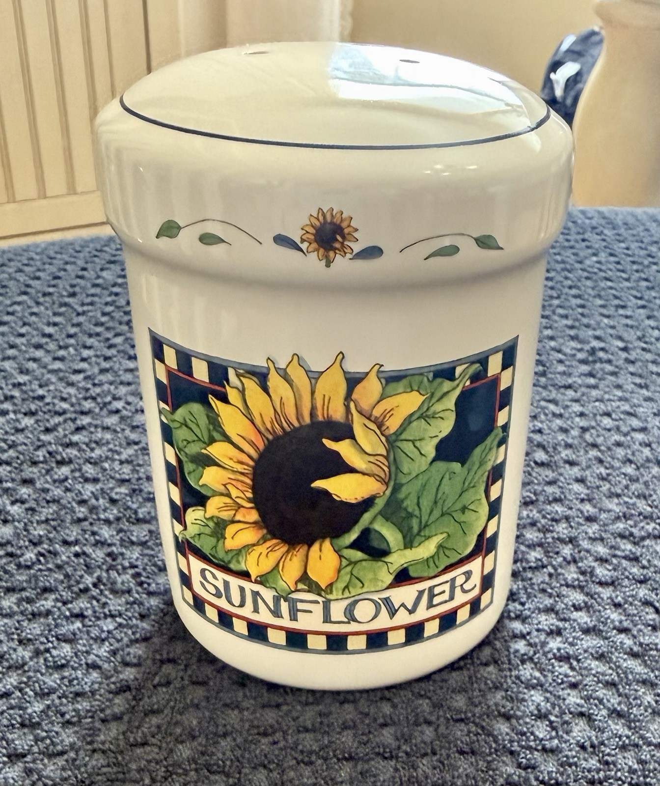 Susan Winget Sunflower Pepper Shaker Checked Border Certified Replacement