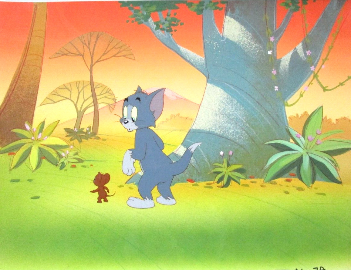 1980 TOM JERRY Filmation ORIGINAL PRODUCTION drawing CEL + BACKGROUND