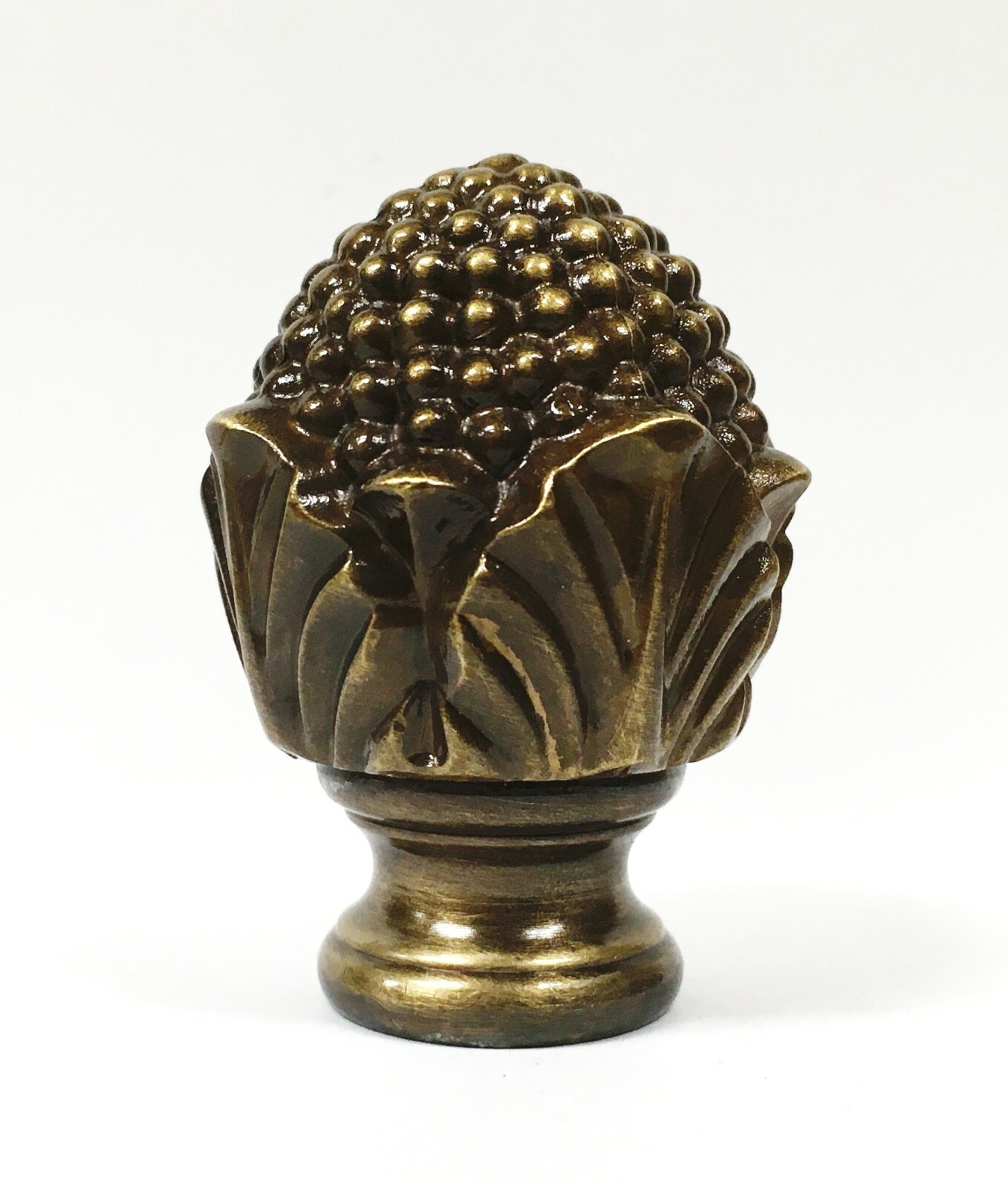 Lamp Finial-Solid Cast Brass FLOWER BUD-Highly Detailed, Dual Thread, Antq.Brass