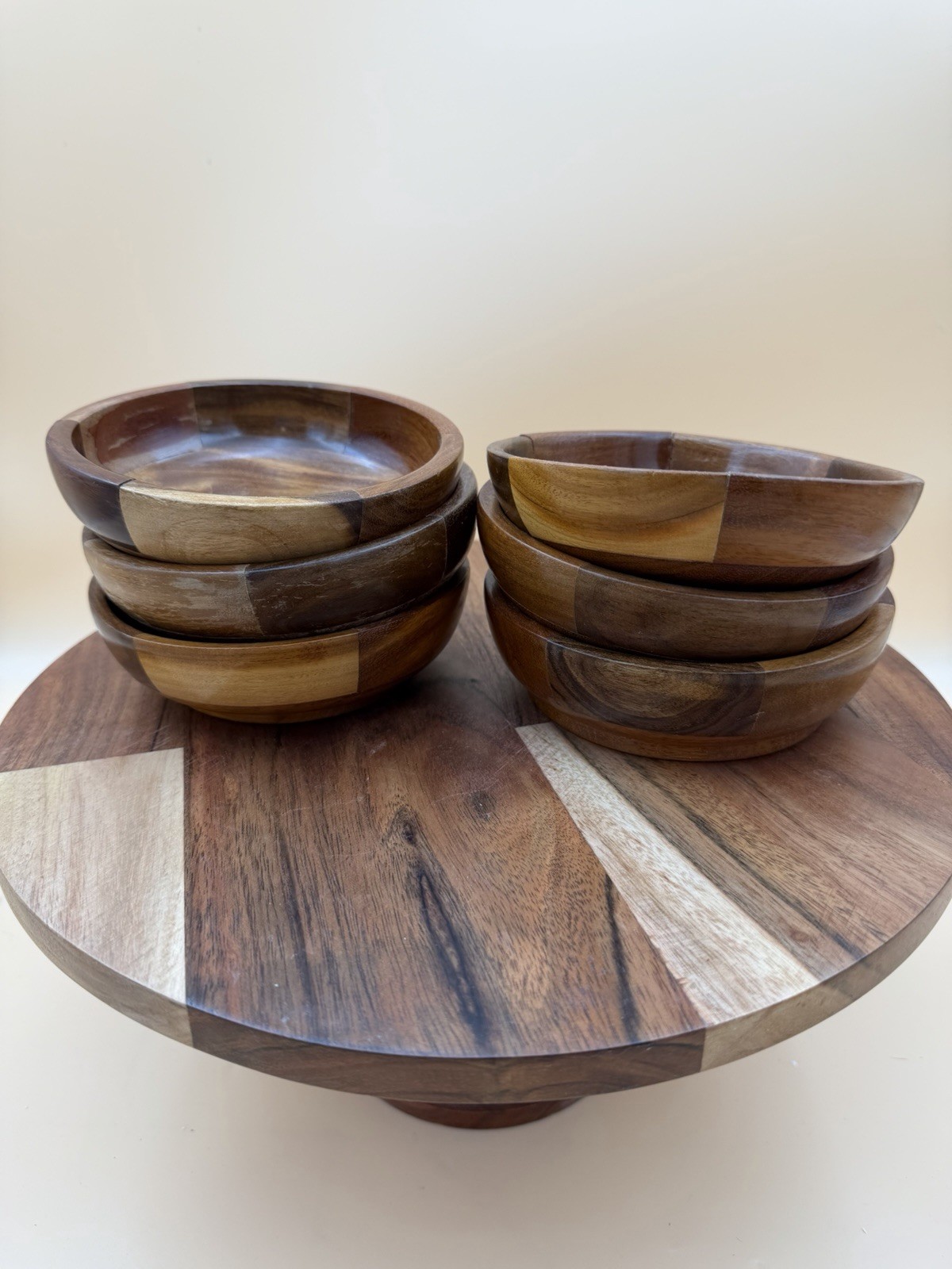 Vintage Hand Turned Belize Exotic Wood Segmental Bowls 6