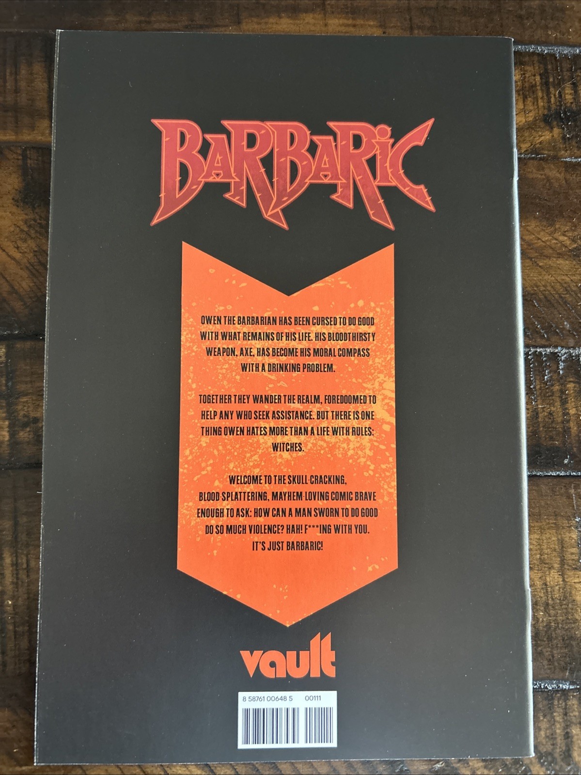 Vault Comics Barbaric #1 FIRST PRINT. Written by Moreci. NM.