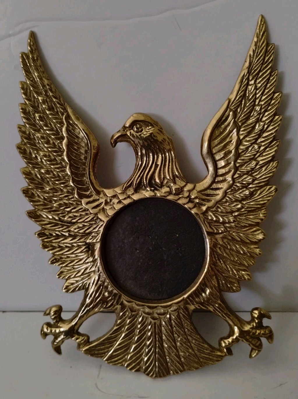 Vintage Brass American Federal Eagle Picture Frame 6.5” Patriotic Wall Plack