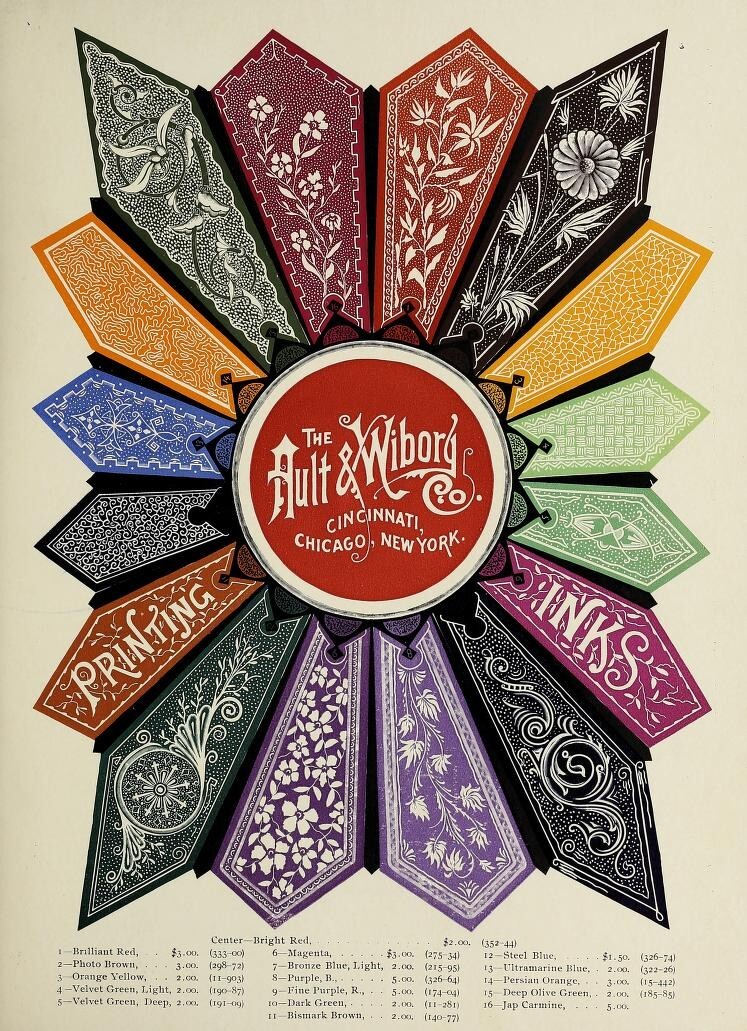 Colorful Printer’s Ink Ad – Ault & Wiborg Company – 1890s – 5 x 7 inch Print