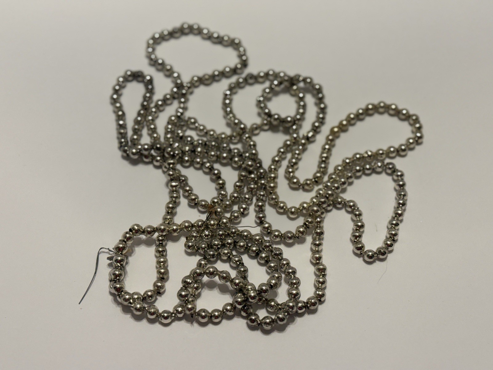 Christmas Mercury Glass Silver Bead Garland Japan Vintage Single Beads 9 Ft