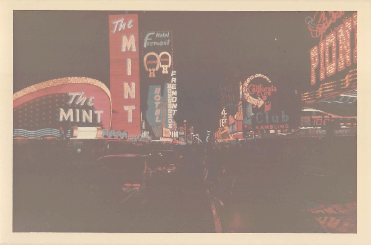 1969 Downtown Las Vegas Fremont 1960s Photo Neon Mint Pioneer Horseshoe Casino