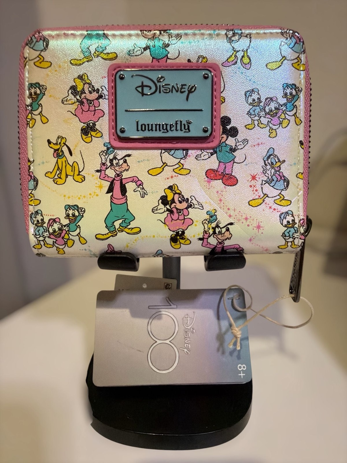 Loungefly Disney100 Mickey & Friends Classic All-Over Print Iridescent Ear Zip-A