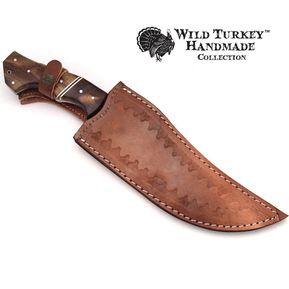 Wild Turkey Handmade Collection Full Tang Fixed Blade Knife w/Leather Sheath