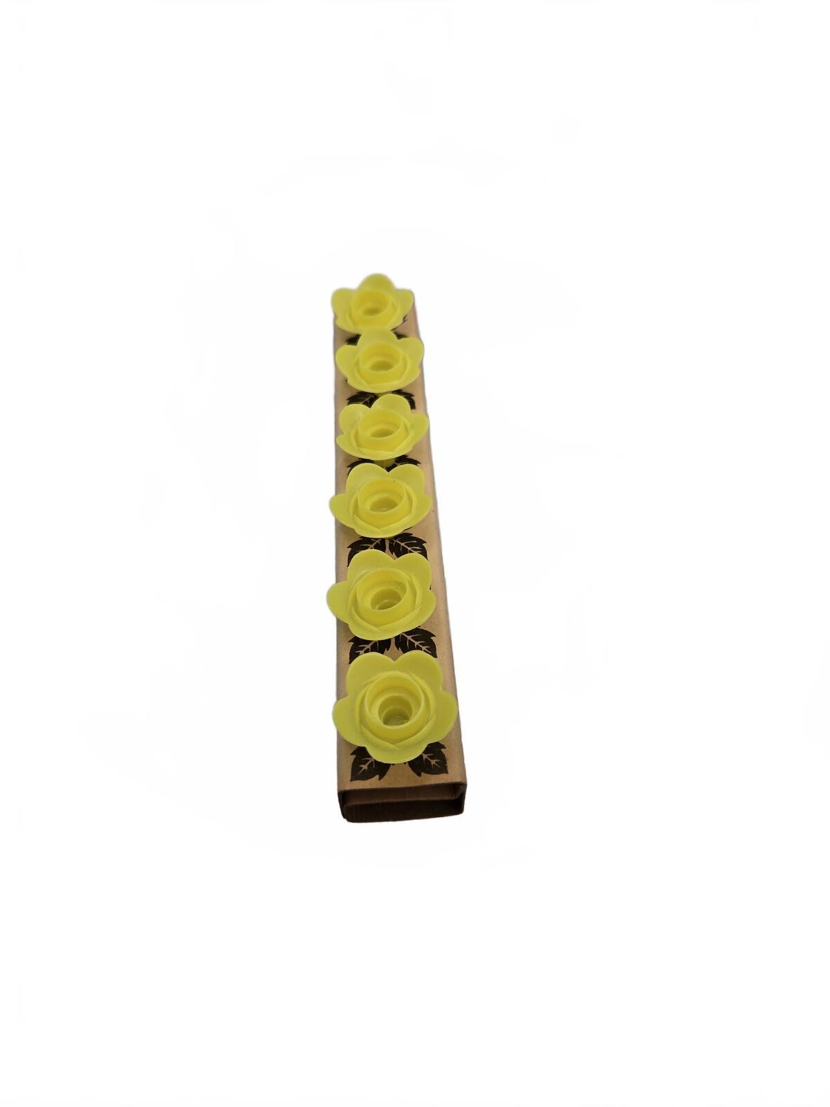 1 pack of 6 yellow Vintage Birthday Candle Holders Plastic Flowers Japan new