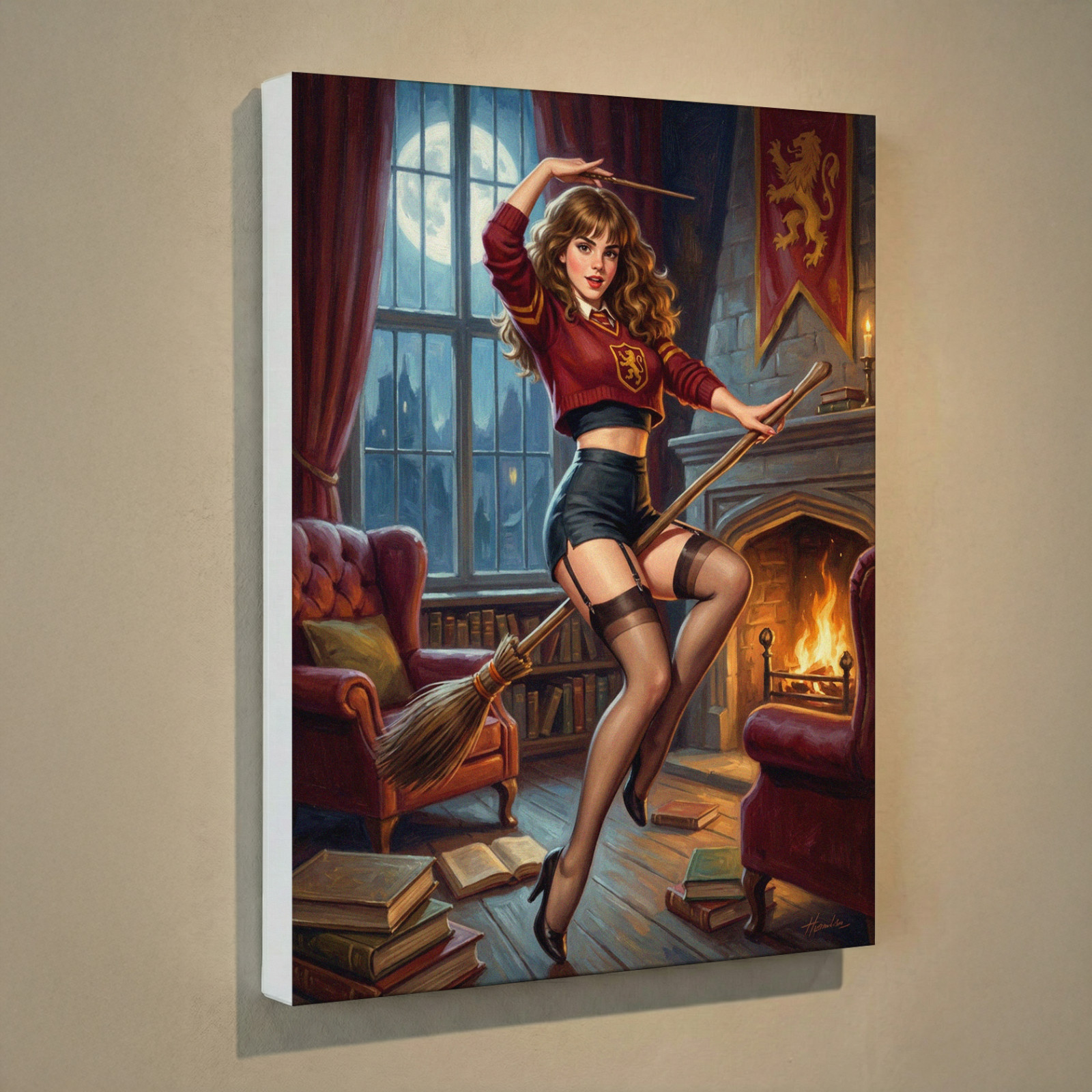 Hermione Granger Harry Potter Fantasy Sexy Pin-Up Wall Fan Art UV Canvas Print