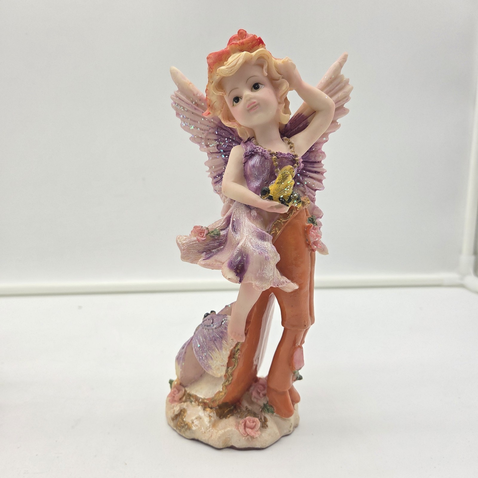 Vintage Resin Fairy Cherub Figurine Set 8” Angel Glitter Wings – Item S-01333