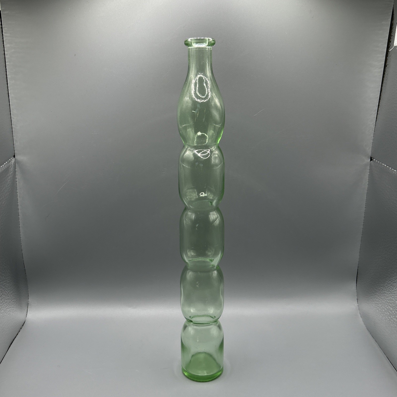12.25” Tall x 1.5” Diameter Green Recycled Glass Bubble Vase