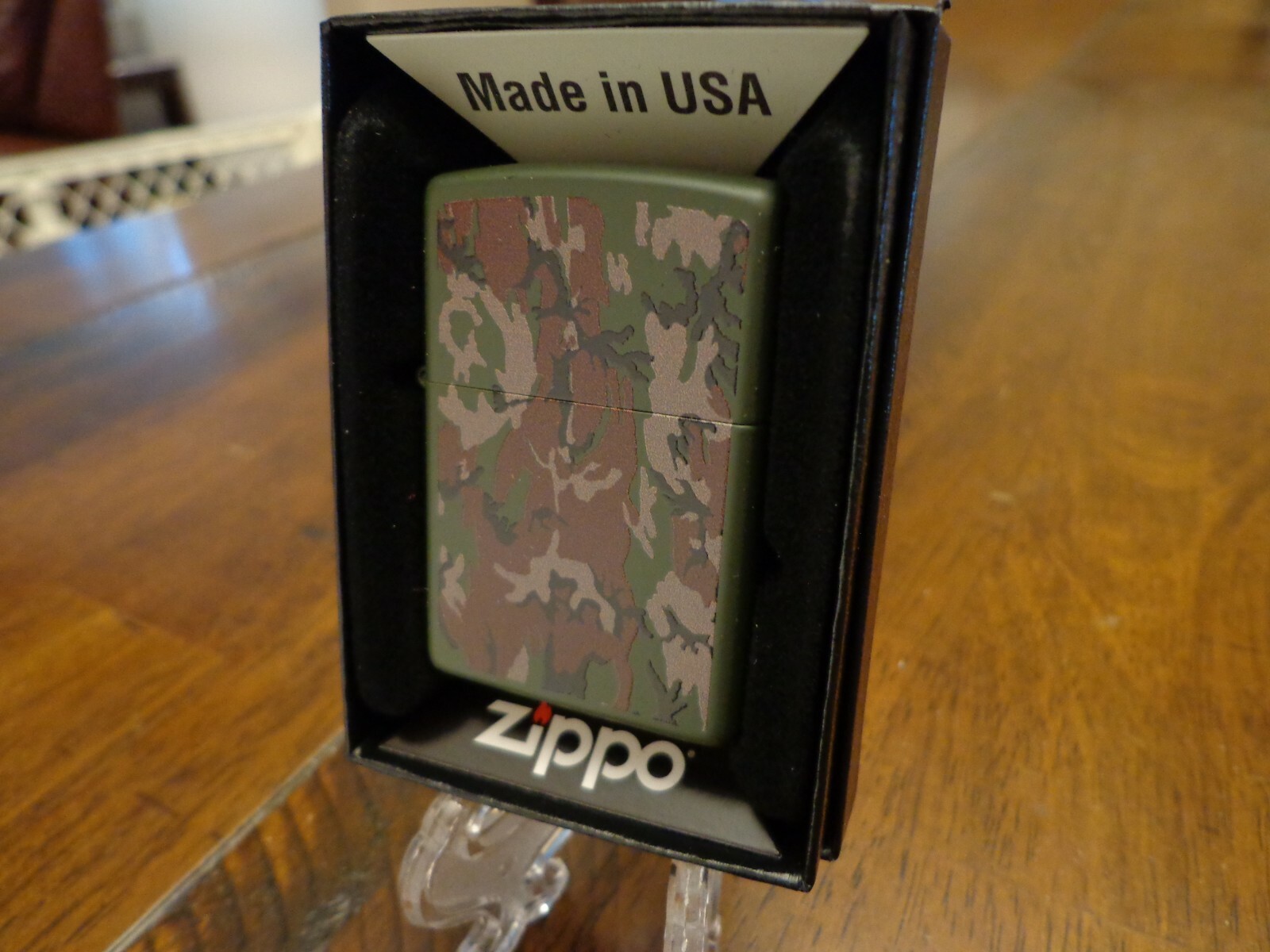 2 SIDED GREEN MATTE CAMO CAMOUFLAGE ZIPPO LIGHTER MINT IN BOX