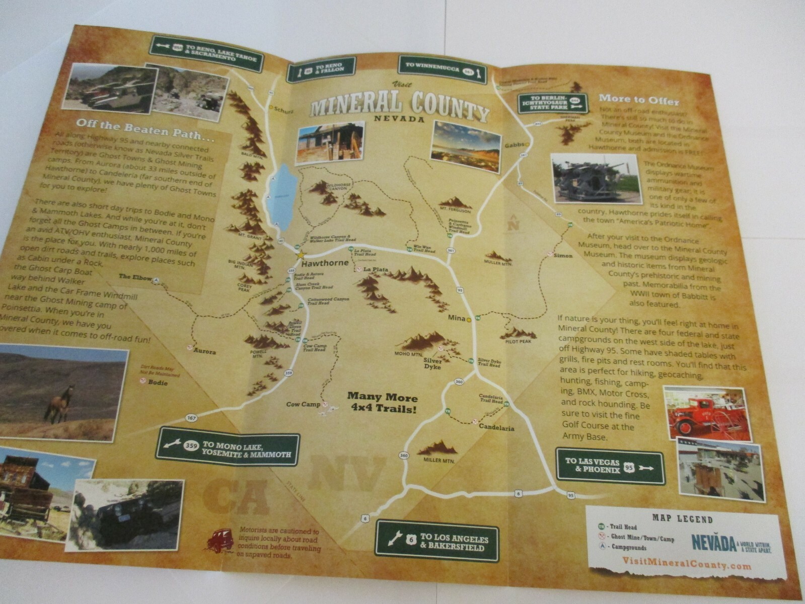 MAP NEVADA ROOM TO ROAM TRAILS AND GHOST TOWNS MINERAL COUNTRY 12 x 9.5 INCHES