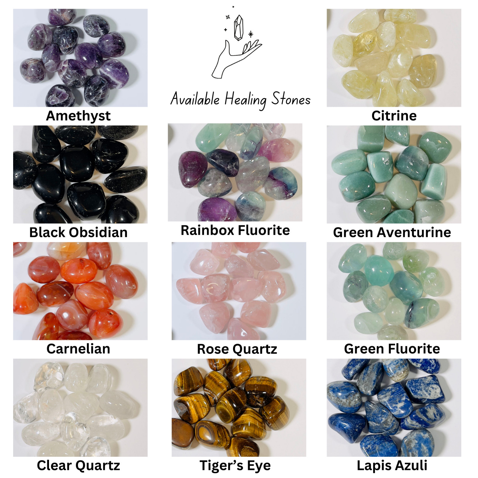 Lot Tumbled Stones, 0.5″ – 1.5″ Crystal Healing Stones – 1/4 – 1/2 lbs