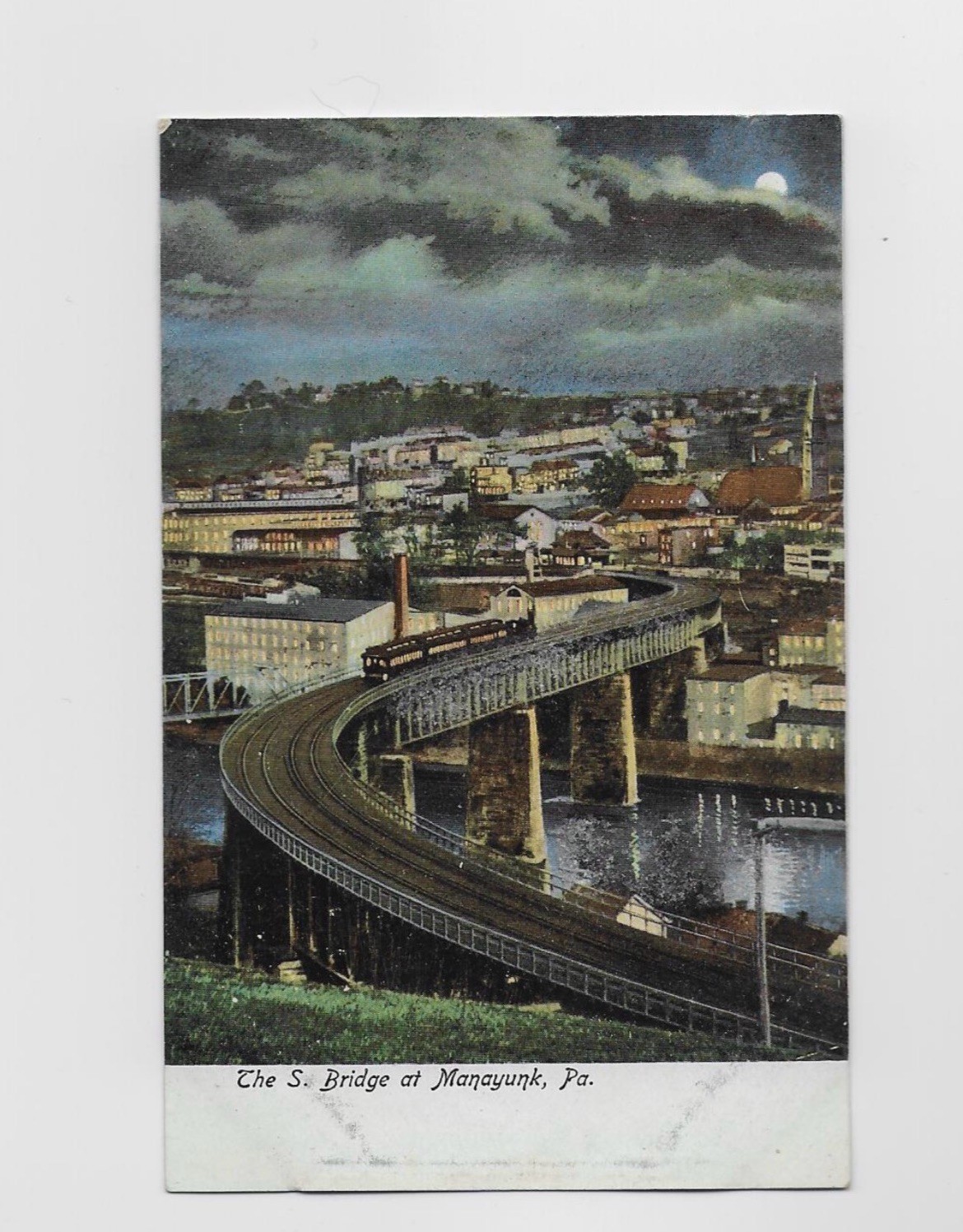 Manayunk PA Printed Lithograph Postcard S bridge unused