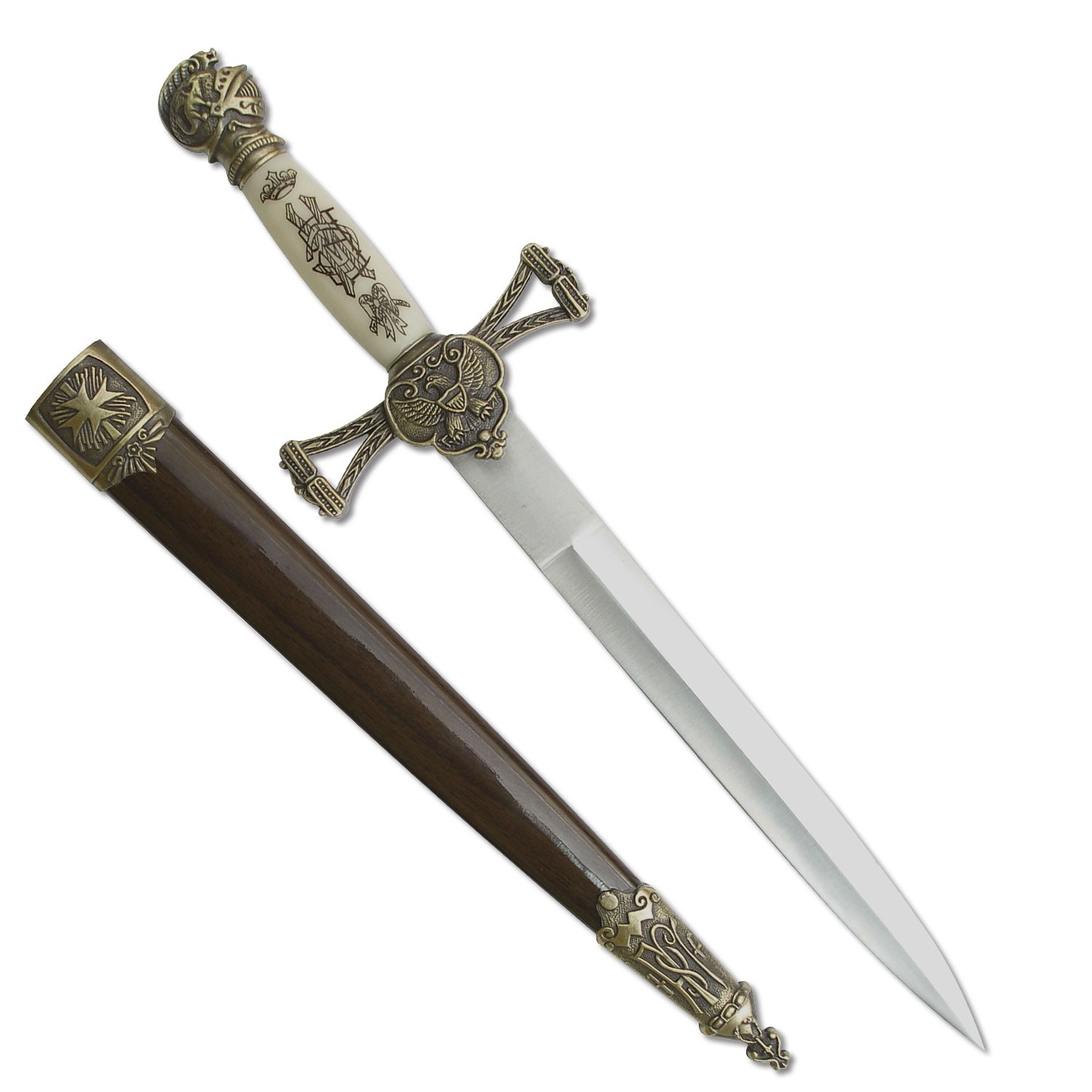 14″ BladesUSA Historical Short Sword w/Alloy Metal Handle & Wood Scabbard