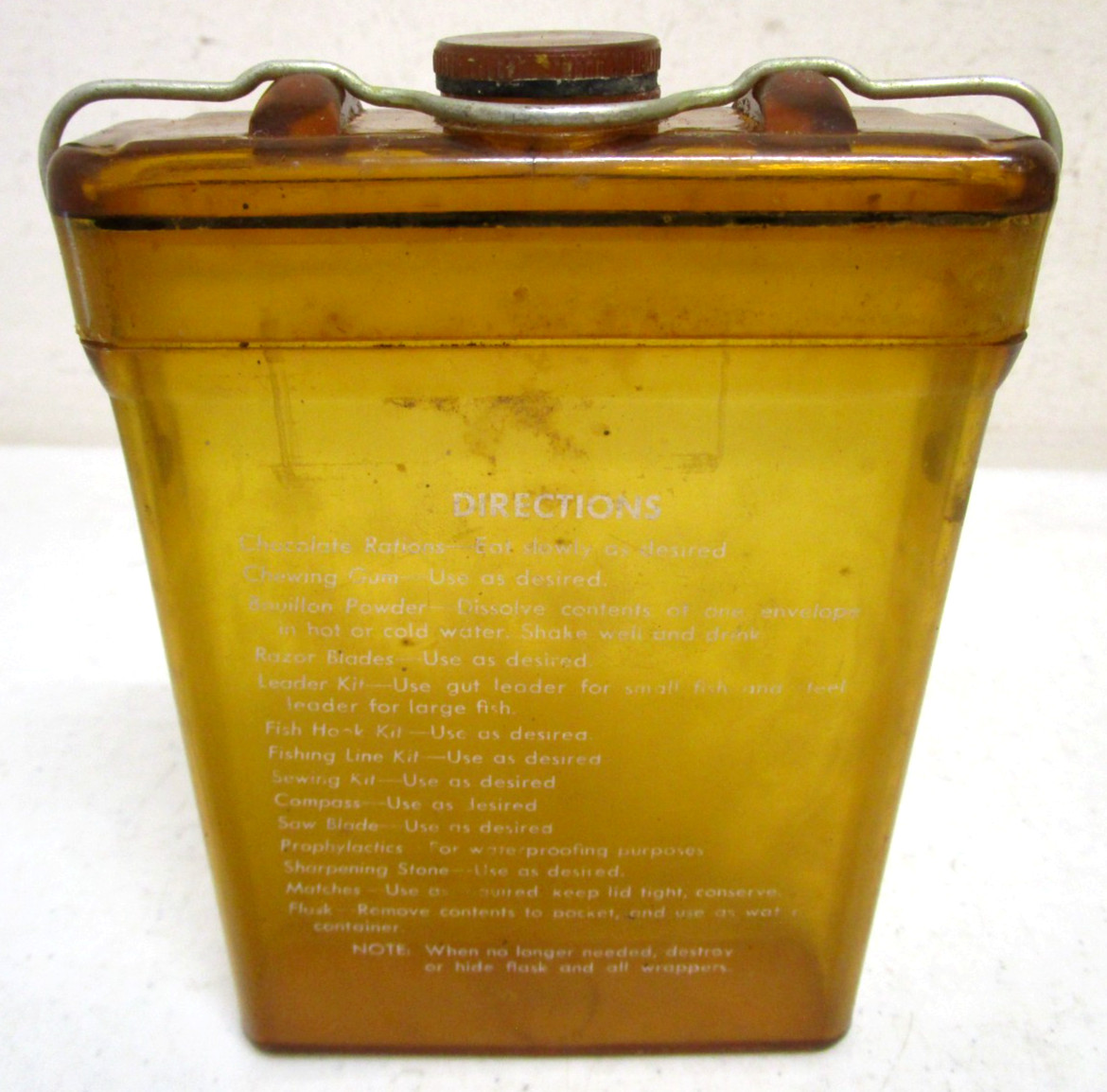 VTG 1940s WWII ARMY AIR CORPS E-17 EMERGENCY SUSTENANCE SURVIVAL KIT FLASK EMPTY