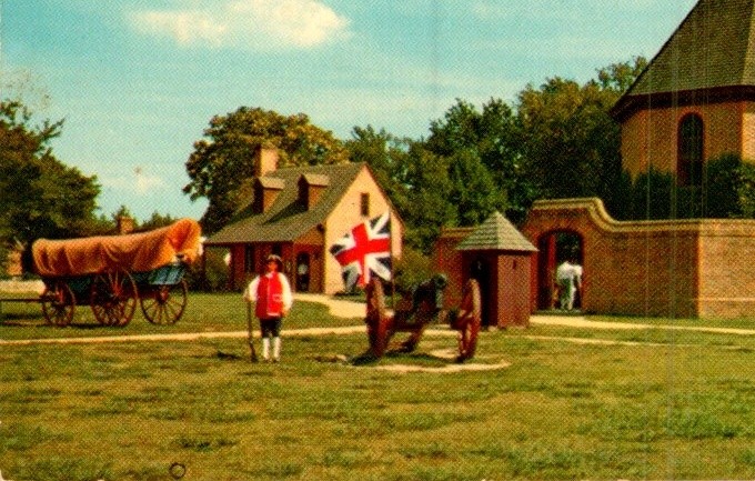 1966 Colonial Williamsburg VA Magazine & Guardhouse Postcard Mirro-Krome