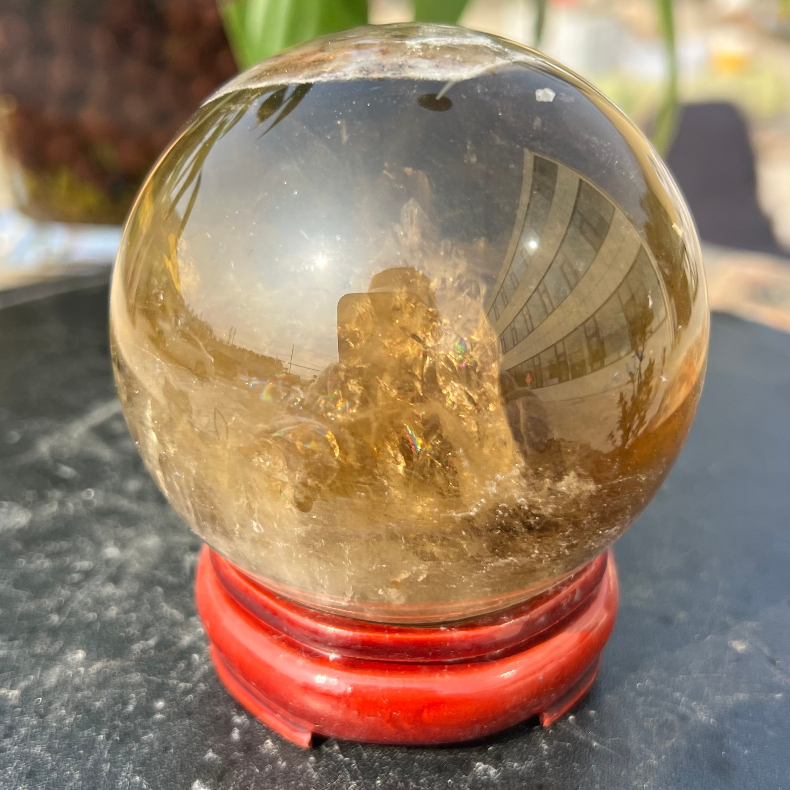1.5LB Natural Smoky Quartz Crystal Sphere Polished Healing Ball Home Decor