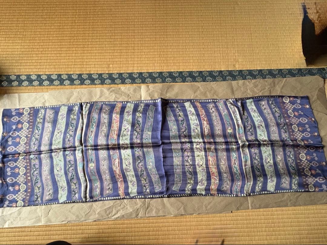 ETRO Silk Scarf 130cm x 40cm Purple Floral Pattern Used