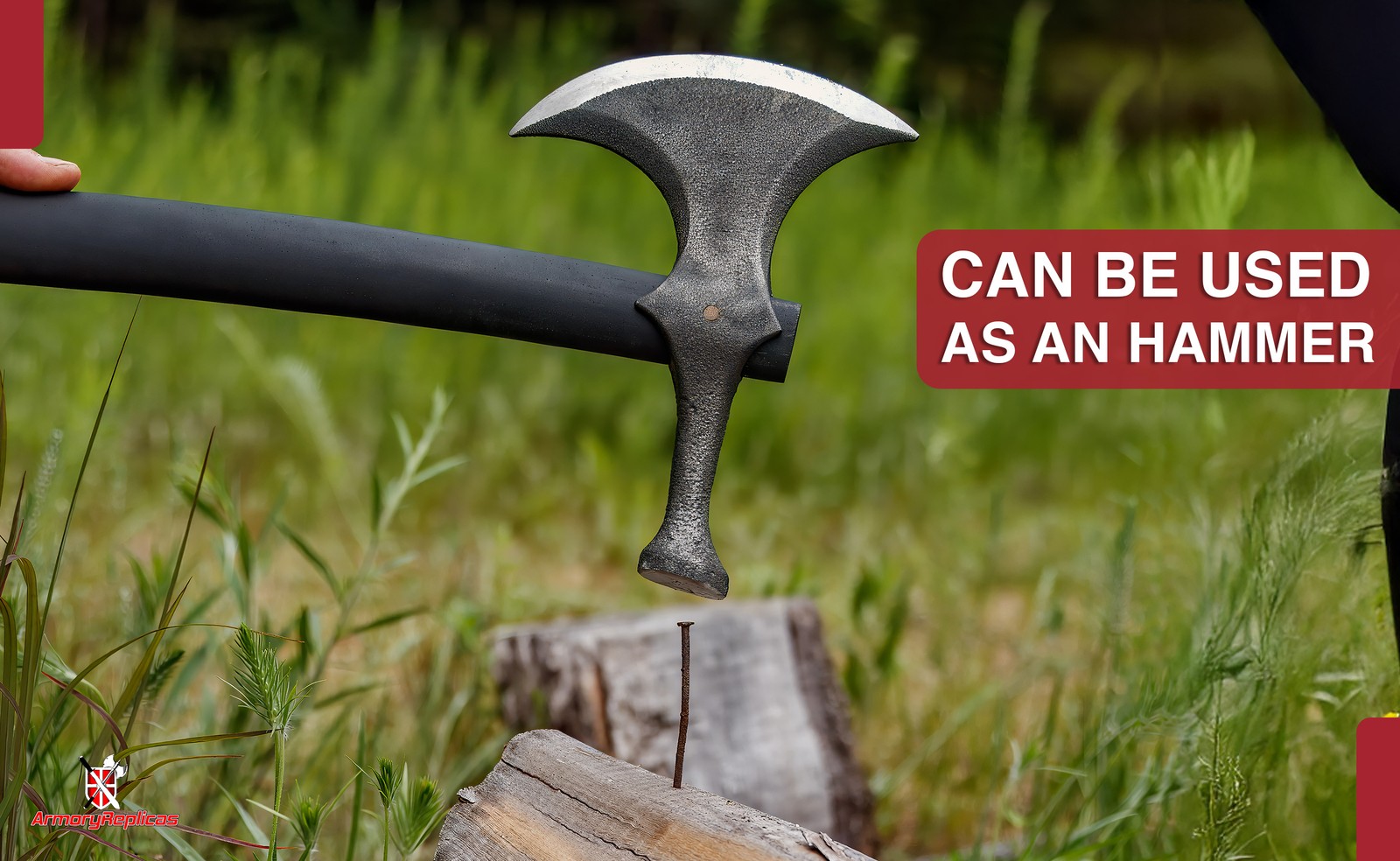 Rustic Barbarian Medieval Viking Hammerhead Battle Axe