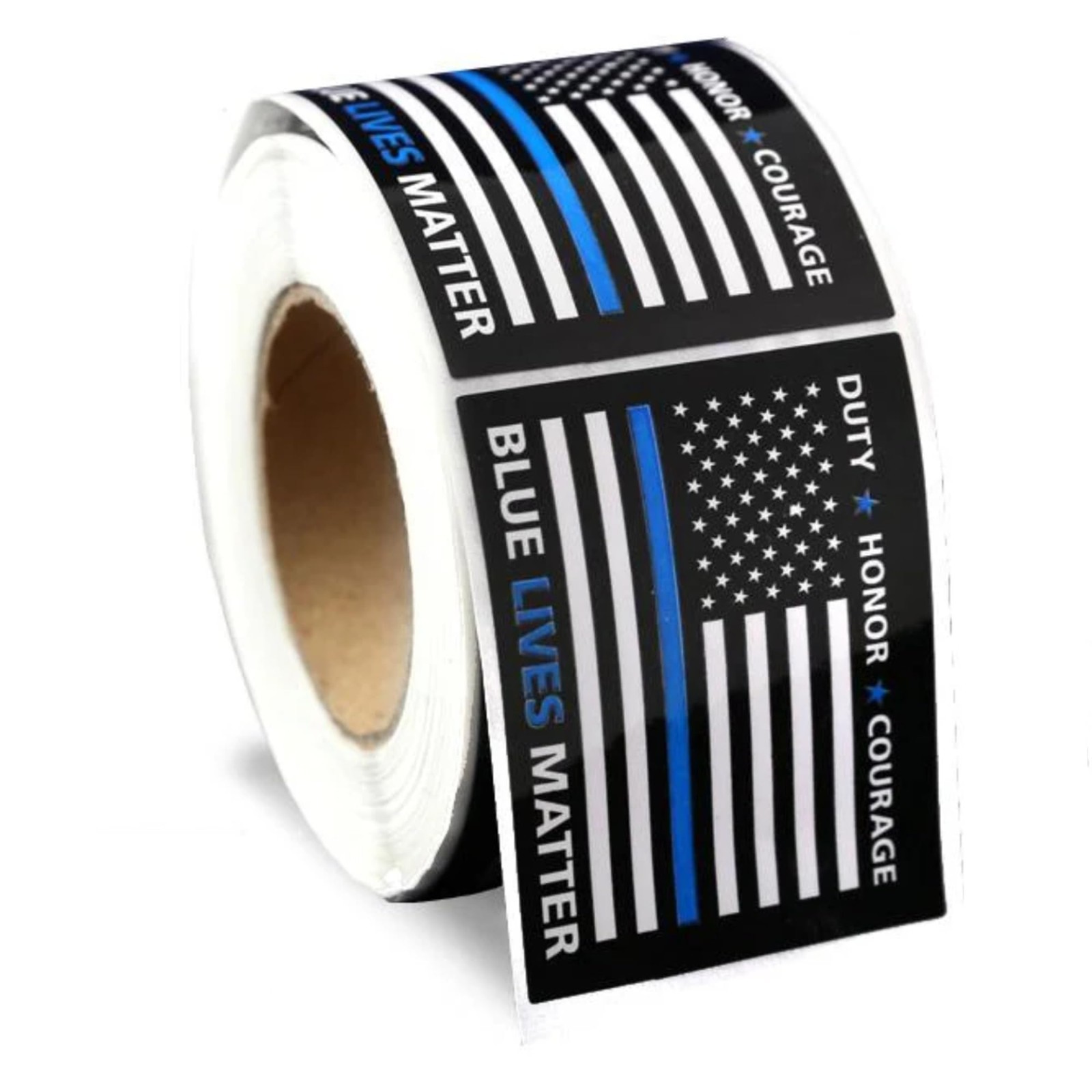 250 Police Support Stickers – Blue Lives Matter Flag Decals, Roll of 250