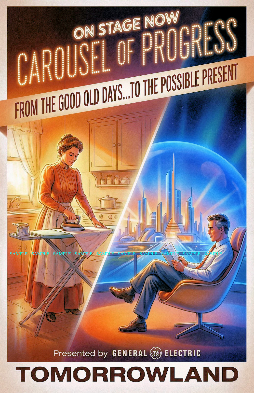 Disney Carousel of Progress Tomorrowland 11 x 17 Poster General Electric