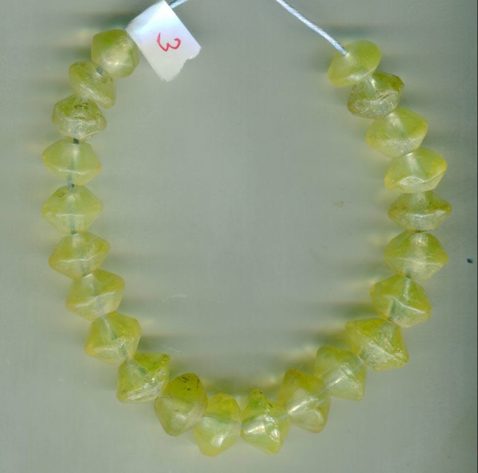 African Trade beads Vintage old glass Czech Bohemian yellow vasiline glass