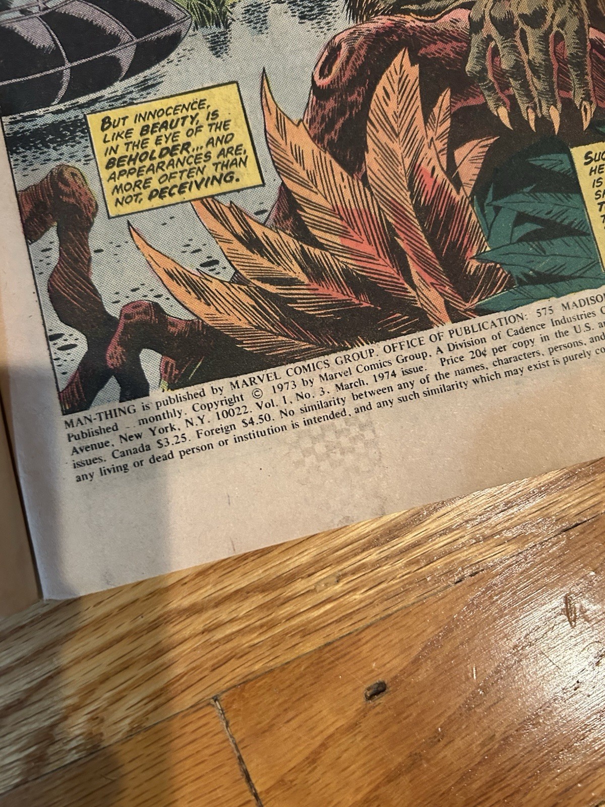 1973 THE MAN THING MARVEL COMIC # 3