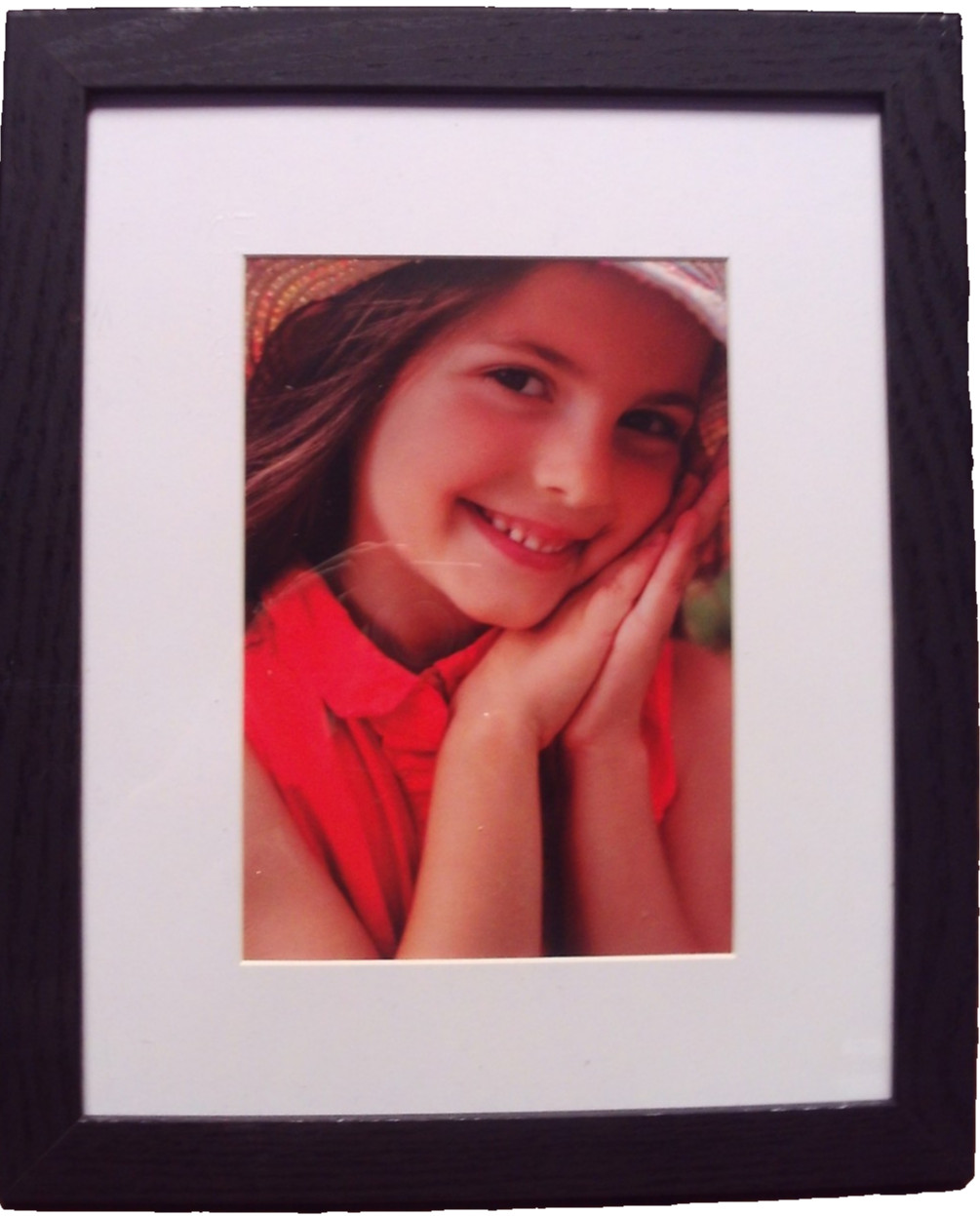 PHOTO FRAME 8×10 Black Plastic Front-Wood-Back-Matted for 5×7-Lightweight A11