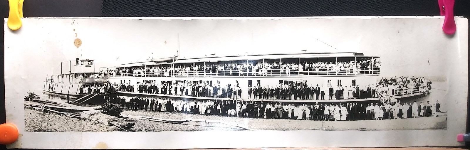 Panoramic photo STERNWHEEL STEAMBOATS Apostolic Faith Mission 1910s Portland OR