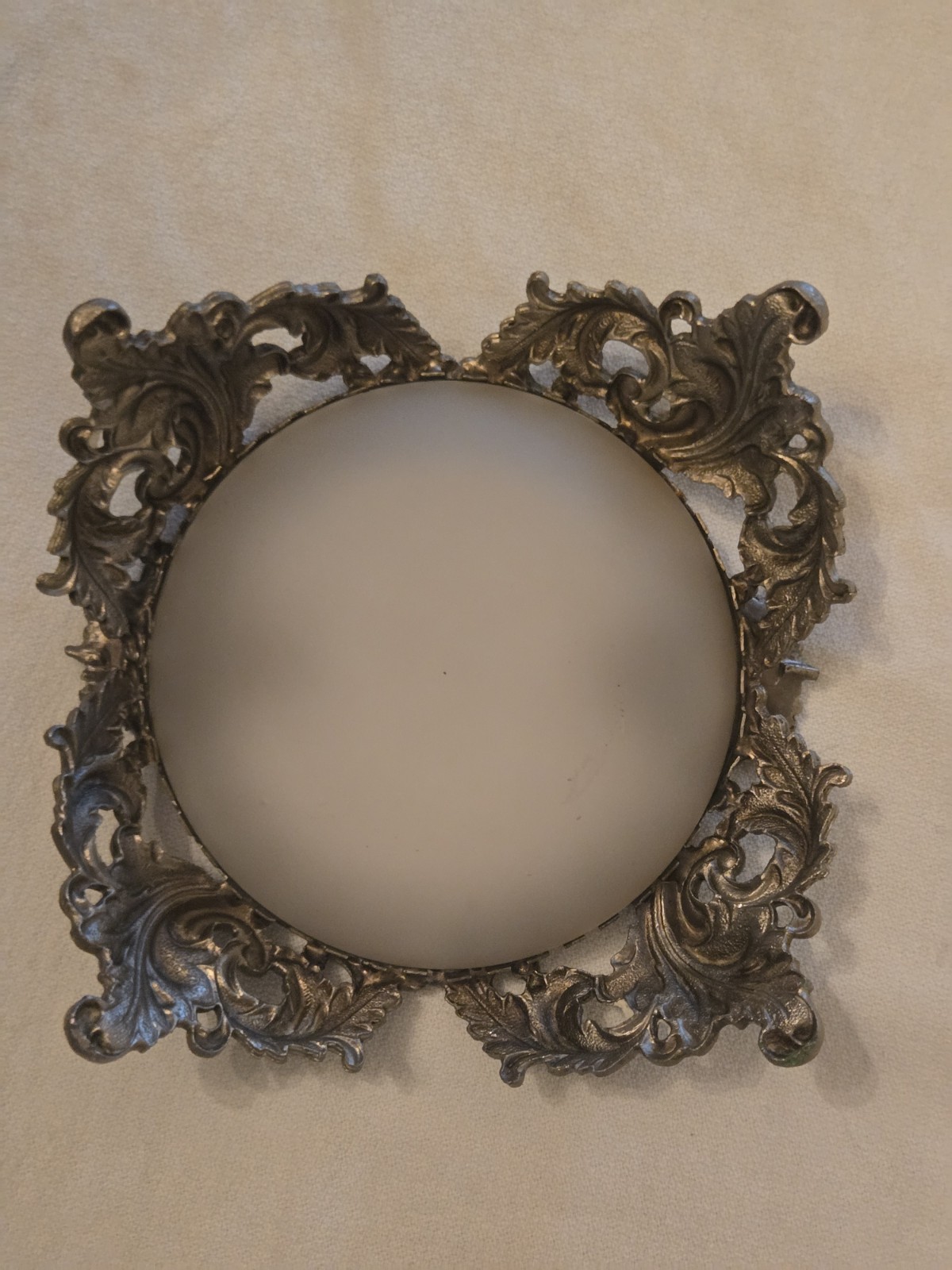 Antique Victorian Silverplate Footed Compote with Frosted Glass Insert – 6″