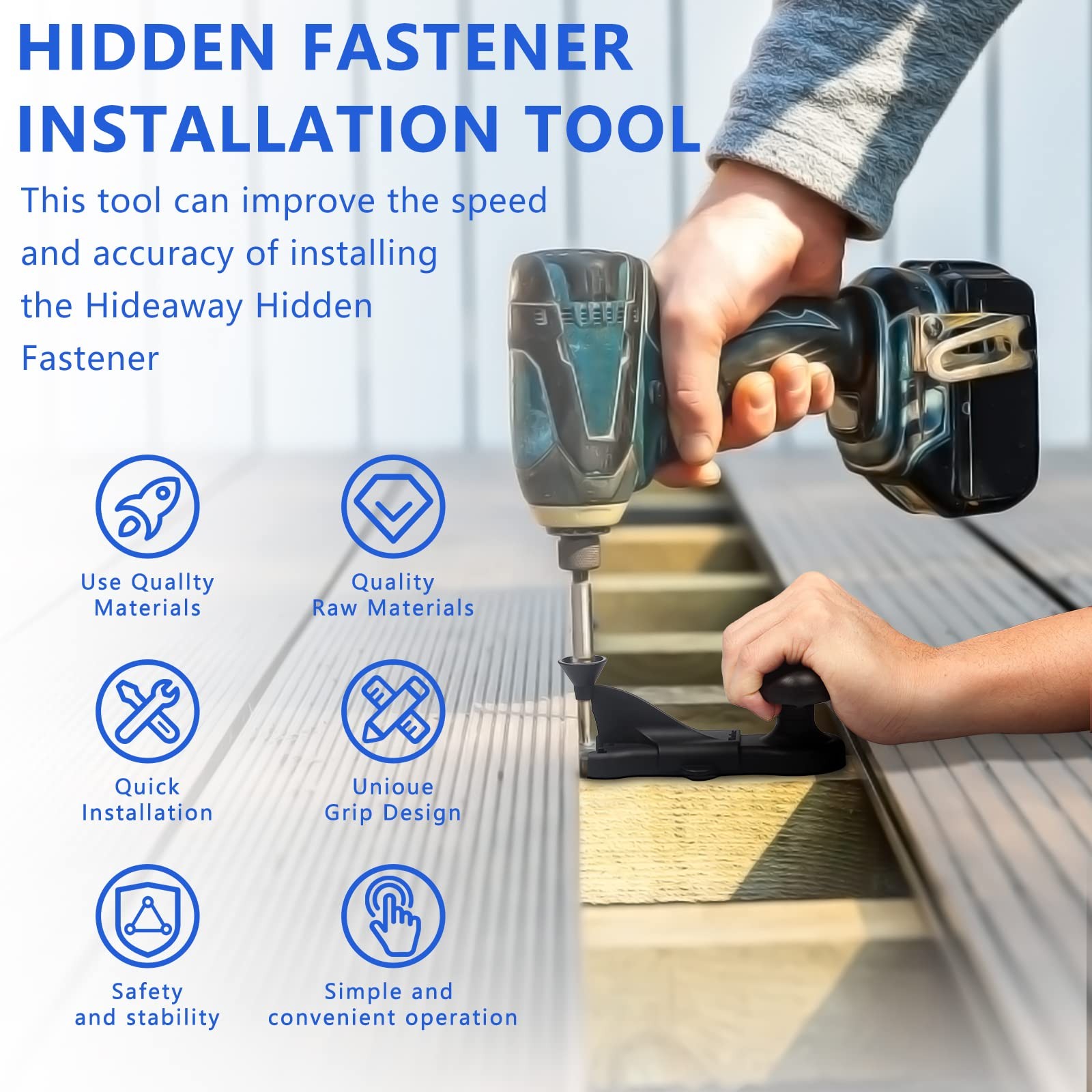 Hideaway Hidden Fastener Installation Tool, Compatible with Trex Black