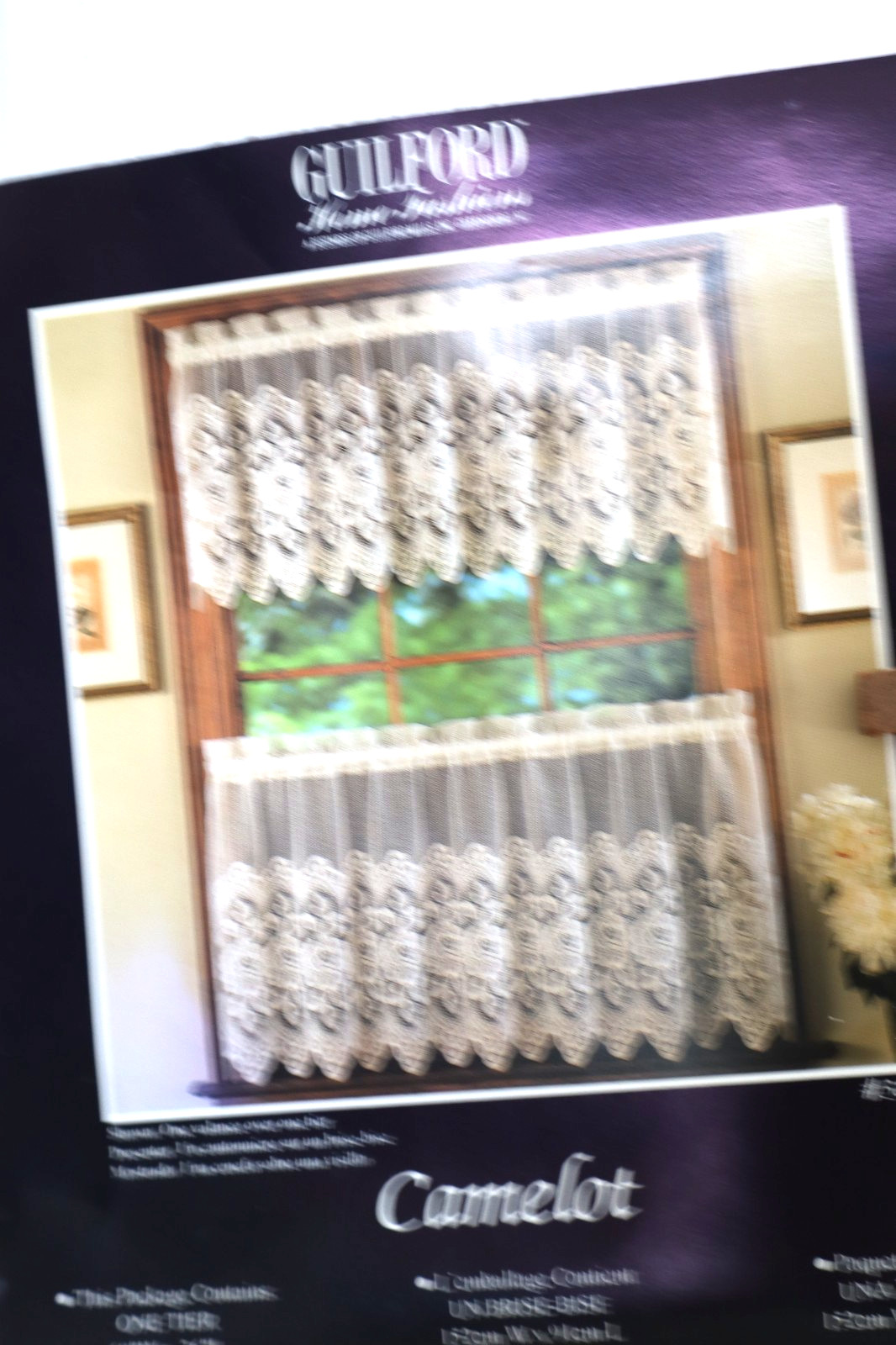 Vintage Curtain Lace Panel 60″W x 36″L White Guilford 1″ Rod Pocket Machine Wash