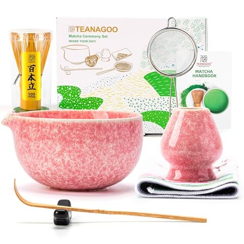 Matcha Whisk Set,7 Pcs Matcha 7pcs/set, Bowl with pouring spout Pink