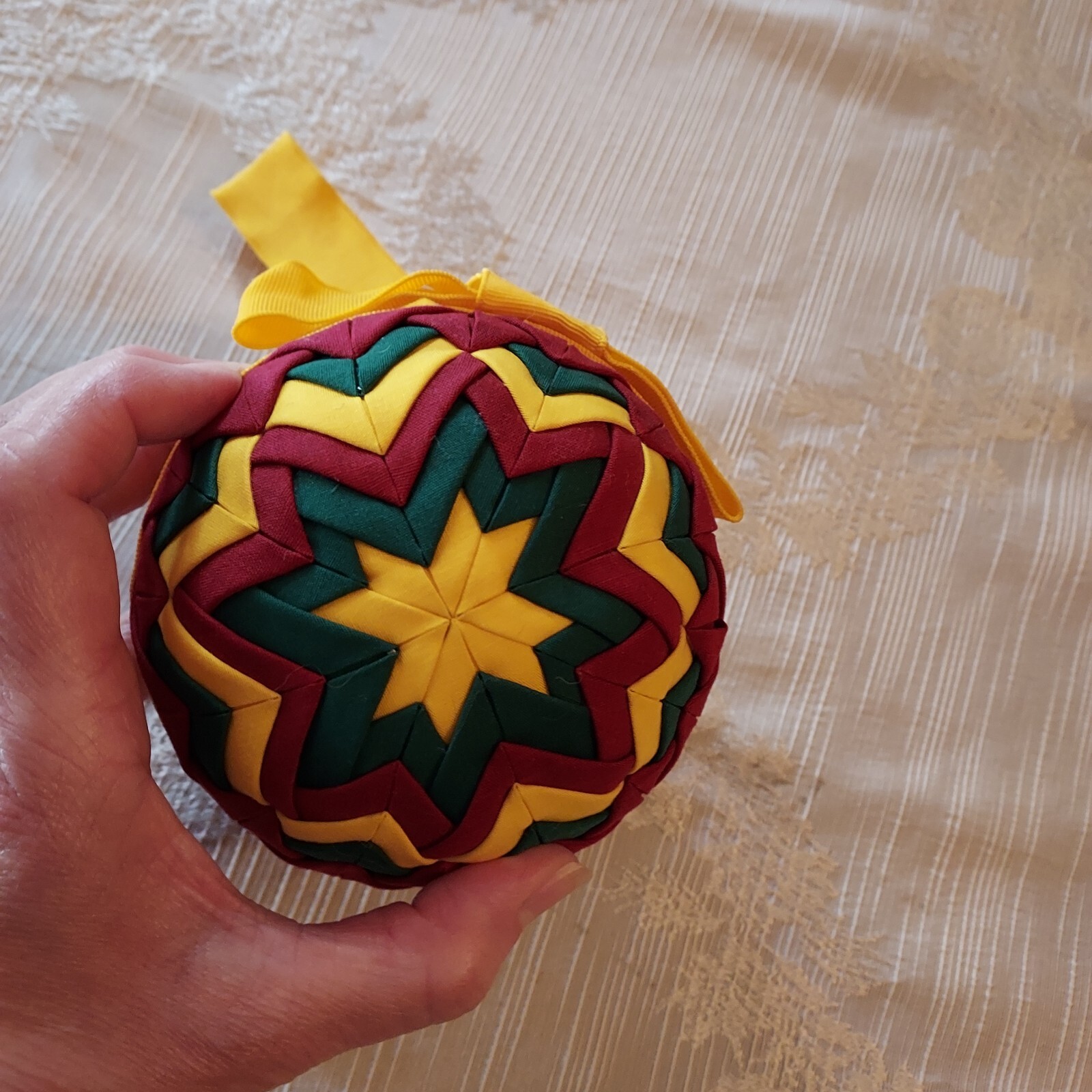 Vintage Handmade Large Folded Star Patch Quilted – Christmas Ornament