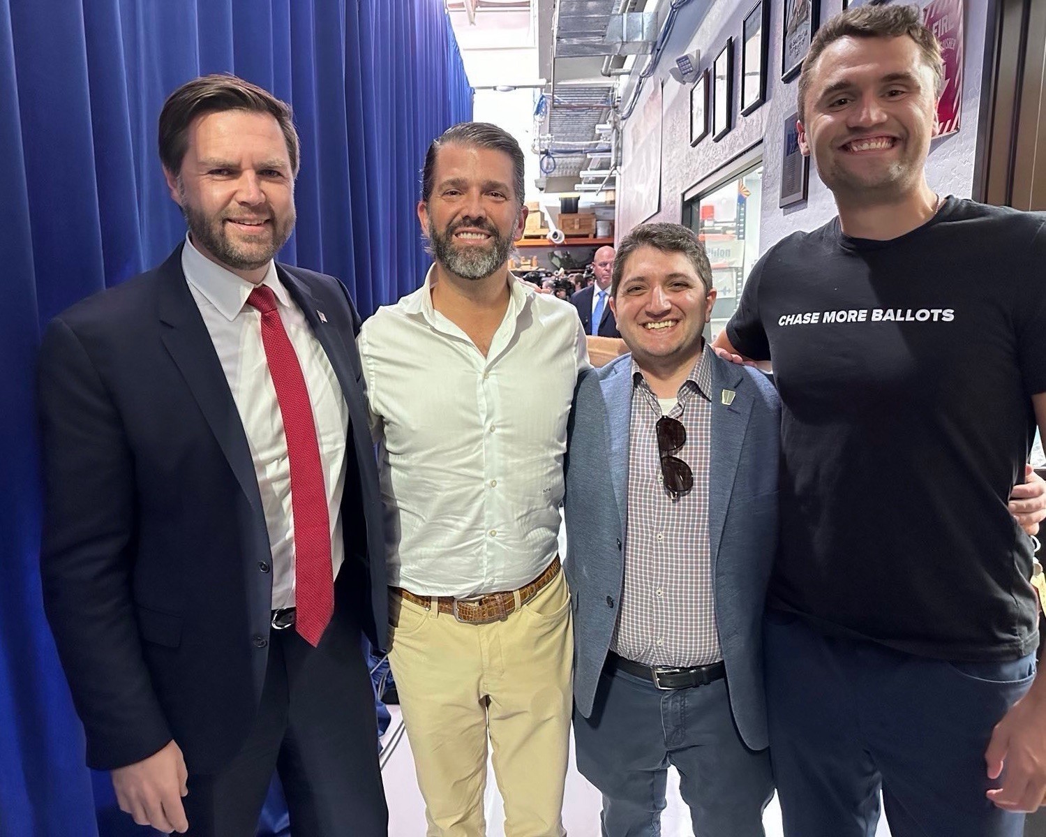 Charlie Kirk with Don Jr. & JD Vance 8×10 Photo