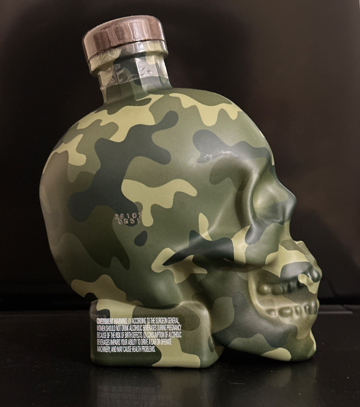 RARE Crystal Head Vodka Limited Edition CAMO skull bottle EMPTY with cap
