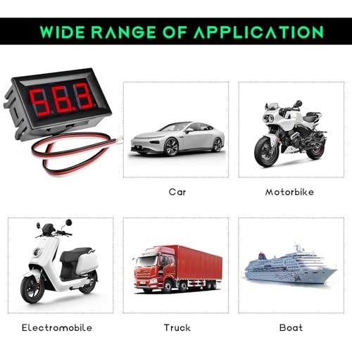 2PCS DC 0-30V Mini Digital Voltmeter, 3-Wire 0.56″ LED Digital Display Red