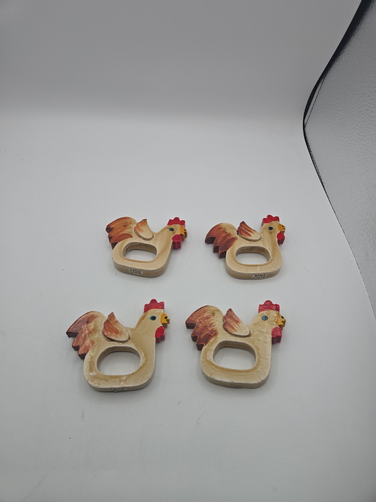 Vintage Vera Neumann Rustic Rooster set of 4 napkin holders.