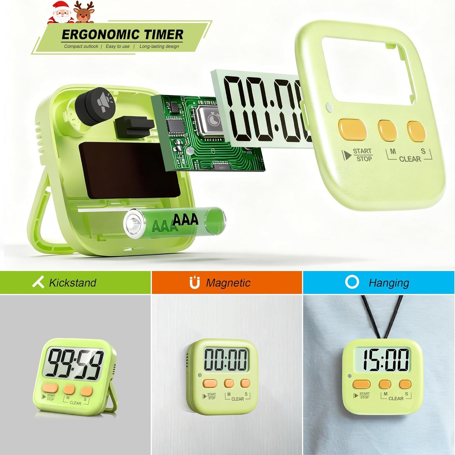 Antonki 2 Pack Digital Timer for Kids Magnetic Countdown for Cooking