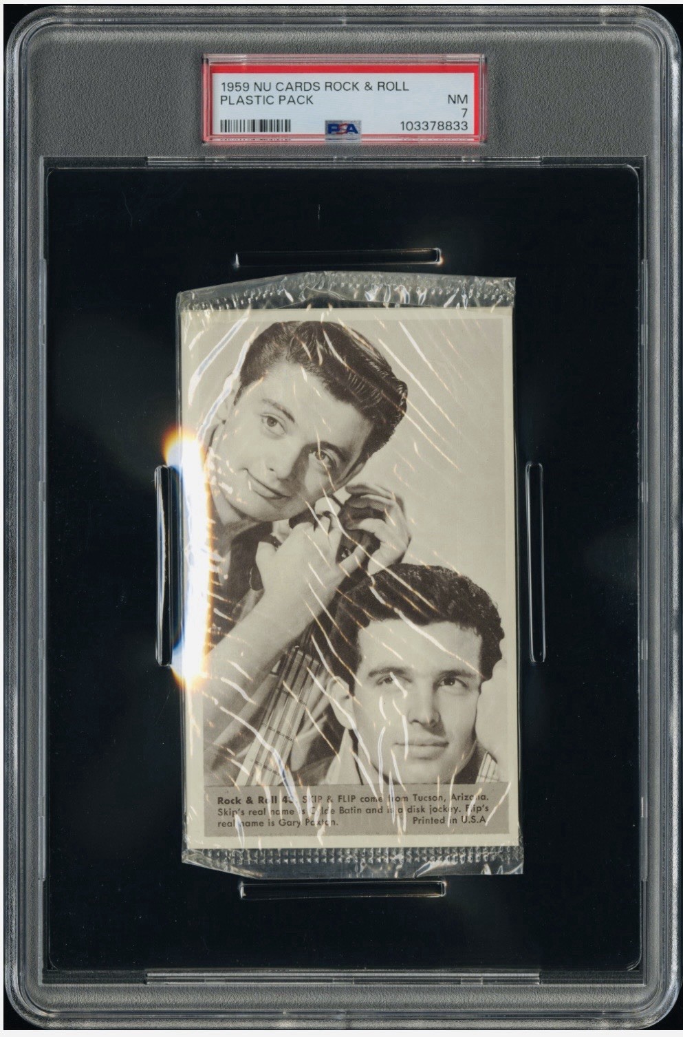 1959 NU-CARDS ROCK & ROLL STARS UNOPENED CELLO PACK PSA 7